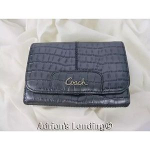 COACH Gray Leather Crocodile Embossed Wallet NEW!